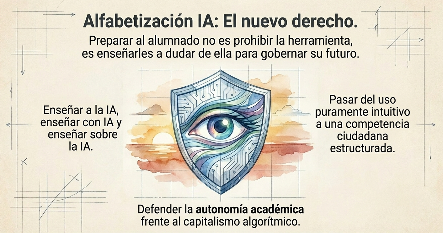Aborda el dilema de la parálisis por abundancia. La confianza institucional se quiebra cuando el alumno siente que el aula virtual es un laberinto de PDF y videos sin una guía que le otorgue sentido o dirección.