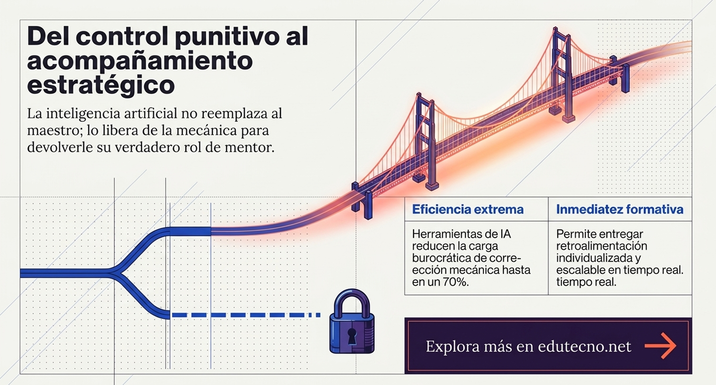 Dilema de la preservación del humanismo. La esfera representa la "verdad académica": el pensamiento crítico y honesto. El rol del docente y de la institución es actuar como esos guardianes, protegiendo la chispa del aprendizaje real frente a la frialdad de las soluciones fáciles y los atajos digitales que ofrece la IA.