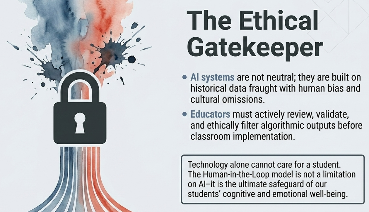 This visual targets the Dilemma of Automated Accountability. When institutions automate evaluations, admissions, or hiring processes, they often use the algorithm as a shield to deflect blame ("The system flagged you, there's nothing we can do"). This cowardice entirely destroys public trust. Trust cannot be outsourced to software. The institutional dilemma requires visible, active human gatekeepers who are willing to override biased algorithmic outputs to guarantee ethical fairness and human justice.