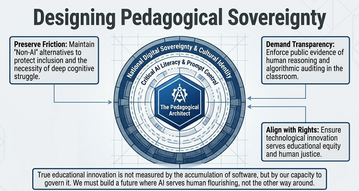 This encapsulates the Fallacy of Software Accumulation. Many corporate boards and university trustees mistakenly measure progress by the volume of AI software licenses they buy, rather than their systemic capacity to govern them. This creates a fragile facade of innovation that conceals deep vulnerabilities. Rebuilding institutional trust requires a shift toward structural governance—proving to your stakeholders that you are deliberately defending human reasoning, protecting data privacy, and keeping technology subordinate to human flourishing.
