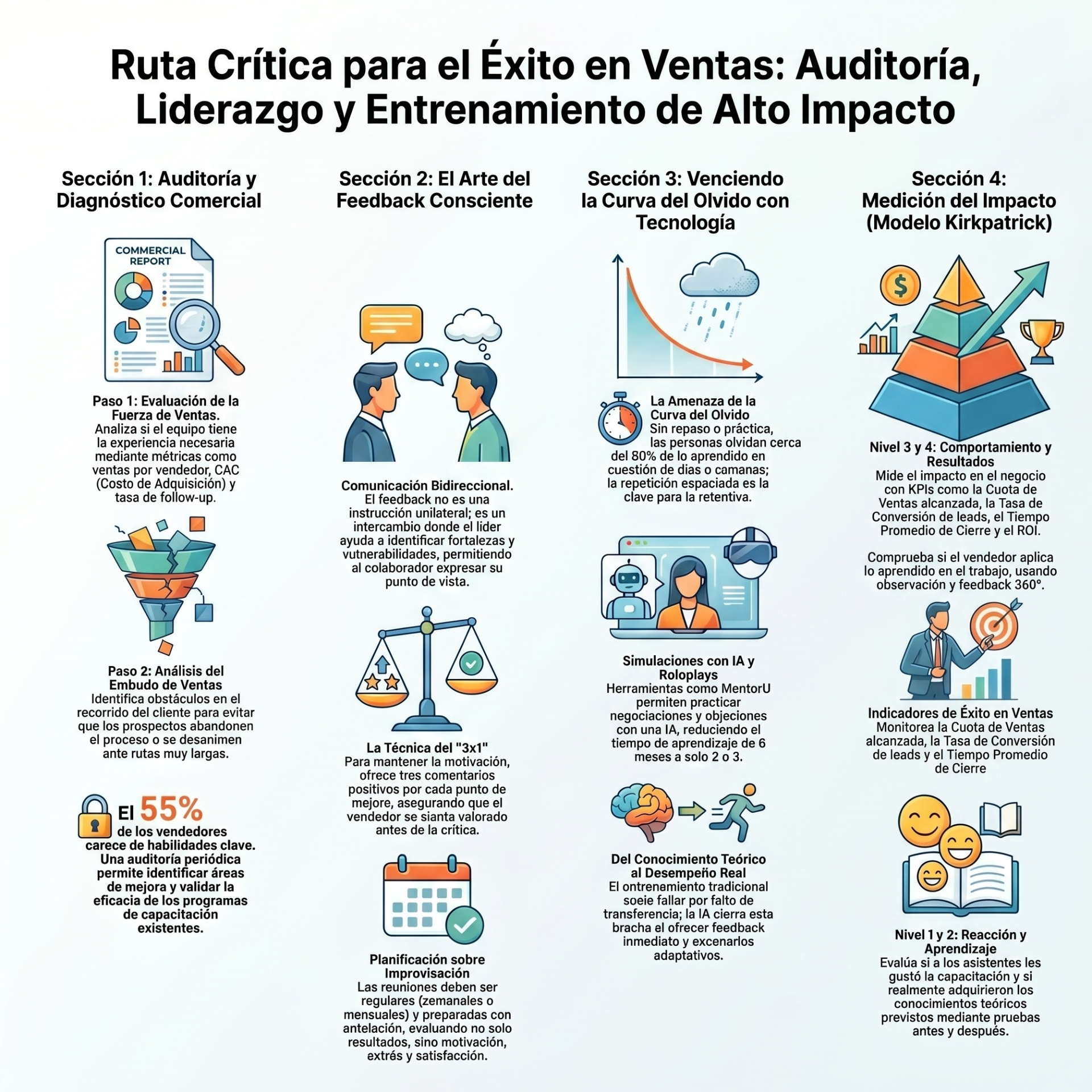 Esta imagen representa el "embudo" o la ruta trazada para convertir un prospecto en un usuario de la tecnología. El dilema educativo aquí es la mercantilización del estudiante. Si la institución o empresa ve al estudiante únicamente como una "conversión" (un número en un reporte de ventas), pierde de vista el acompañamiento humano. La confianza institucional se erosiona cuando el usuario siente que su trayectoria de aprendizaje está diseñada para maximizar el retorno de inversión y no para optimizar su éxito profesional o intelectual.
