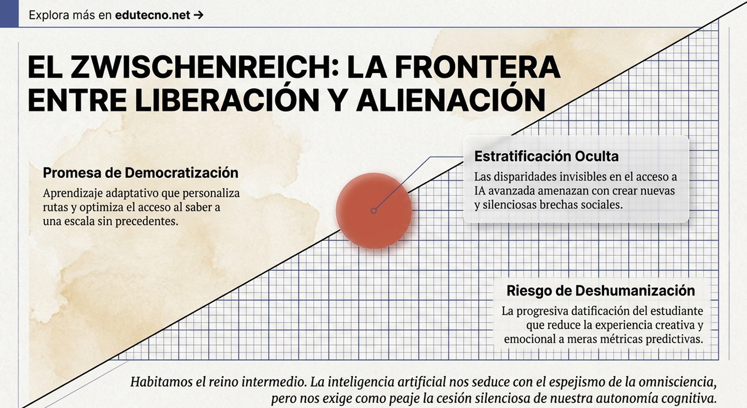 Gráfico educativo con texto sobre ZWISCHENREICH, dos zonas, burbuja roja y recuadros explicativos.