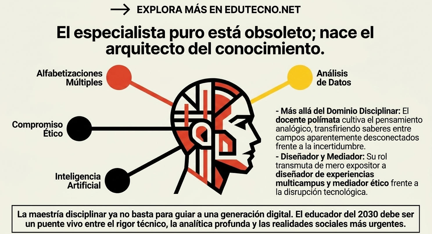 Ilustración de una cabeza con circuitos y texto sobre educación, datos, ética e inteligencia artificial.