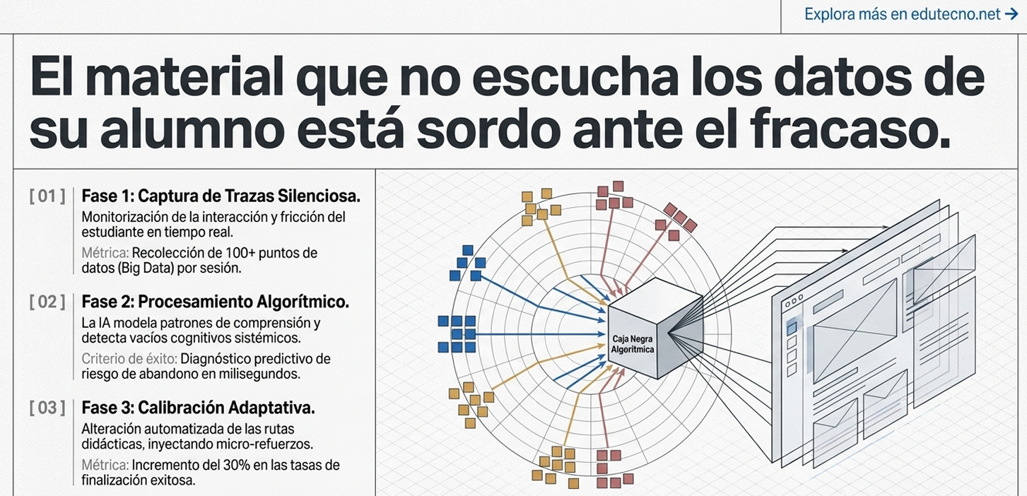 Infografía con texto sobre datos sordos y diagrama de caja negra algorítmica con flechas y nodos.