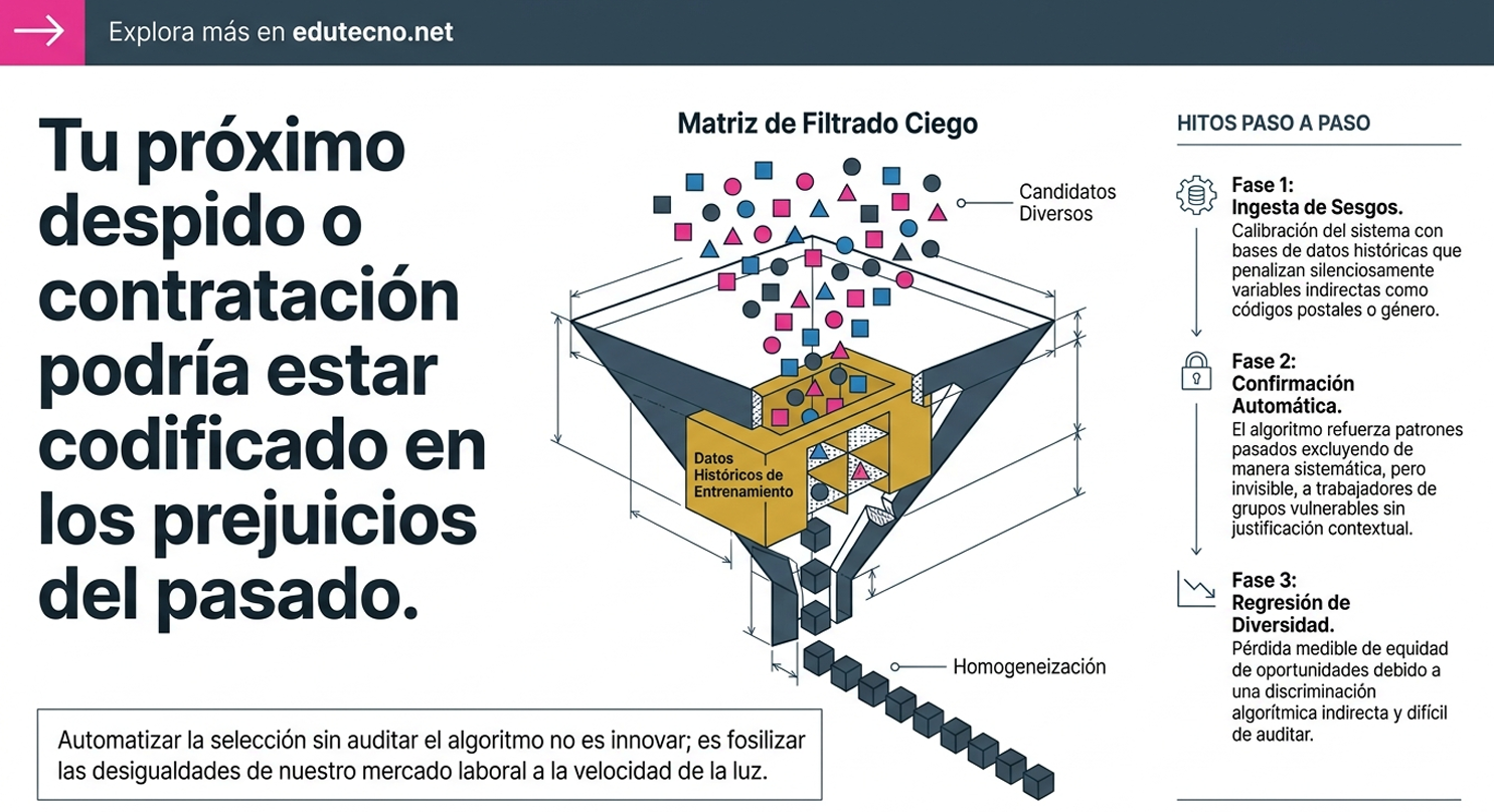 Diagrama sobre matriz de filtrado ciego, datos de entrenamiento y candidatos, con texto de fases y sesgos.