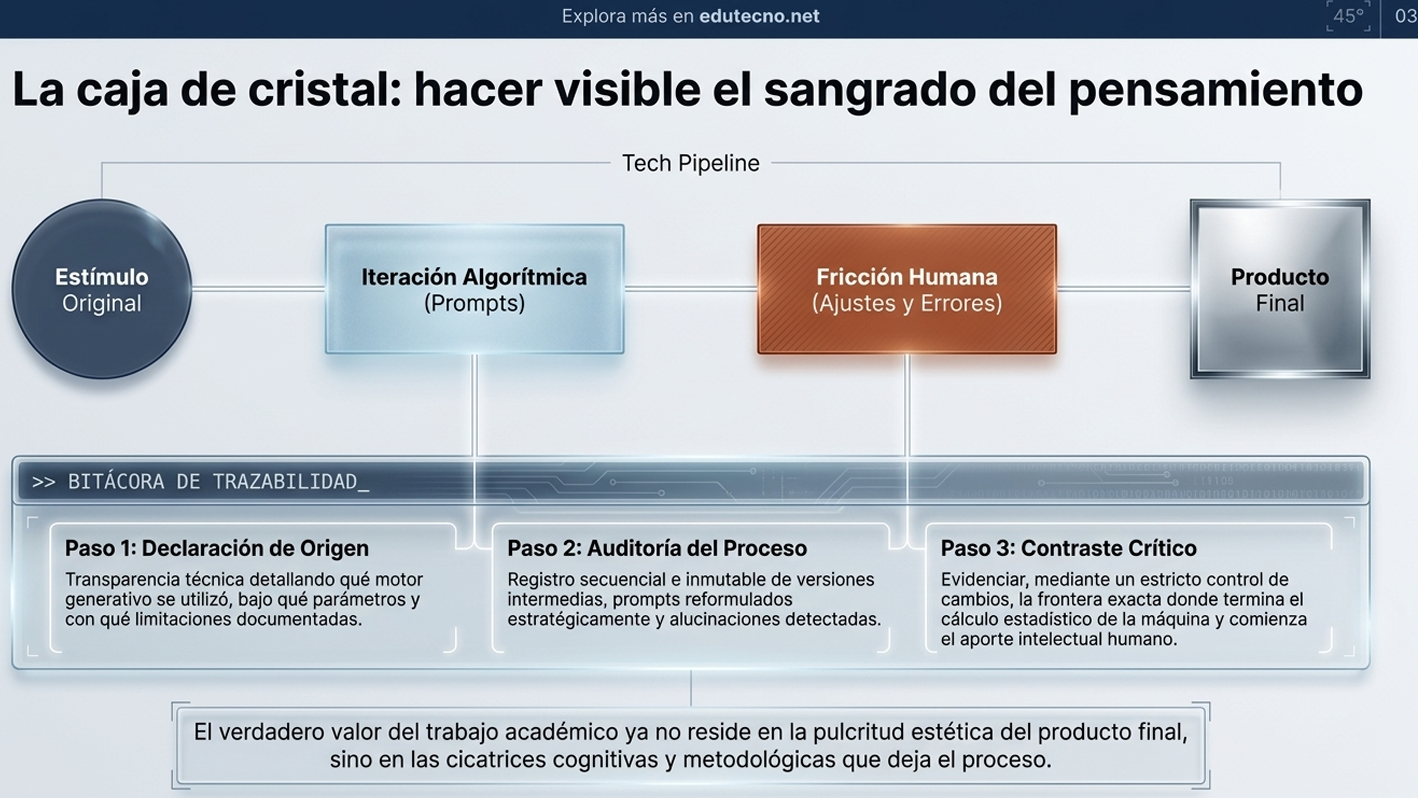 Diagrama de “Tech Pipeline” con pasos, cajas de proceso y texto sobre trazabilidad y producto final.
