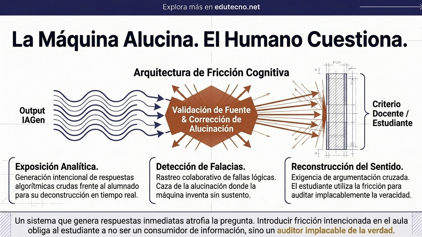 Esta captura aborda el dilema institucional de cómo gestionar el error y la confianza en la precisión técnica. Advierte contra la desconfianza que genera para el 87% de las empresas el reconocer un déficit de competencias urgentes ("Skills Gap", Fase 1) oculto tras resultados lineales de exámenes tradicionales. El diagrama propone que la confianza se construye de abajo hacia arriba: primero, un "Mapeo de Fricción Operativa" (Táctica 1) y una "Inyección de Micro-Cápsulas" (Táctica 2). El dilema institucional se resuelve al "quebrar tu propia plataforma en la esterilidad de un laboratorio controlado". Esto es preferible a confiar en la suerte y permitir que miles de estudiantes la destrocen en el momento más crítico de su semestre, erosionando permanentemente la confianza en la institución.